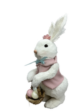 Load image into Gallery viewer, 13&#39;&#39; Easter Bunny Decor with Basket of Eggs - Whimsical Spring Figurine-63797WT