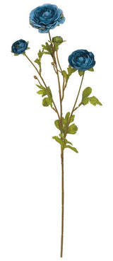 26" Yale Blue Ruffle Ranunculus Spray for Floral Arrangements-6591-YALB Select Artificials