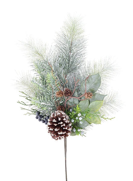 Frosted Pine & Juniper Spray with Pinecones | Winter Greenery Spray | 22"-XX8179 Craig Bachman