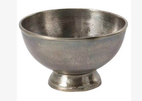 "Cadence" Metal Compote Bowl - Silver Pedestal Container for Floral Arrangements-73231-00 Pioneer Imports