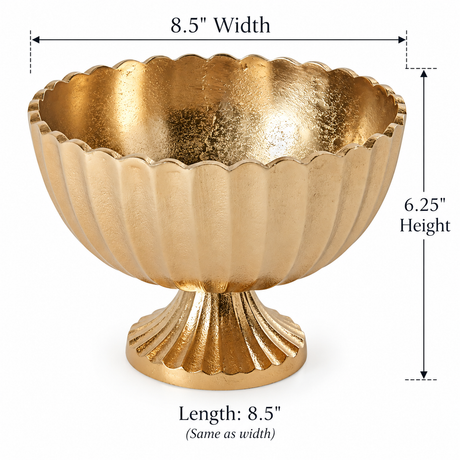 Gold Scallop Metal Compote 8.5"-73351-00 Pioneer Imports