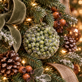 Iced Green Berry Ball Ornament | Glittered Christmas Sphere | 6" Diameter-228951 Direct Export