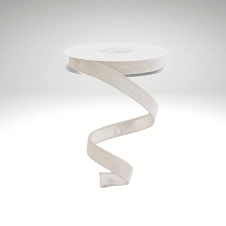 7/8"x10yd Cream Velvet Wired Ribbon – Satin Backing & Wired Edge-RGE7658A1 Craig Bachman