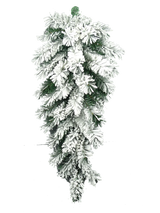 30L Flocked Artificial Kirkwood Pine Teardrop Swag - 35 Tips Winter Decor - Pine Swag for Wreathmaking - 83814TE30 Liberty Floral