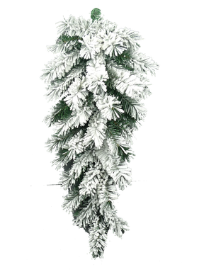 30L Flocked Artificial Kirkwood Pine Teardrop Swag - 35 Tips Winter Decor - Pine Swag for Wreathmaking - 83814TE30 Liberty Floral