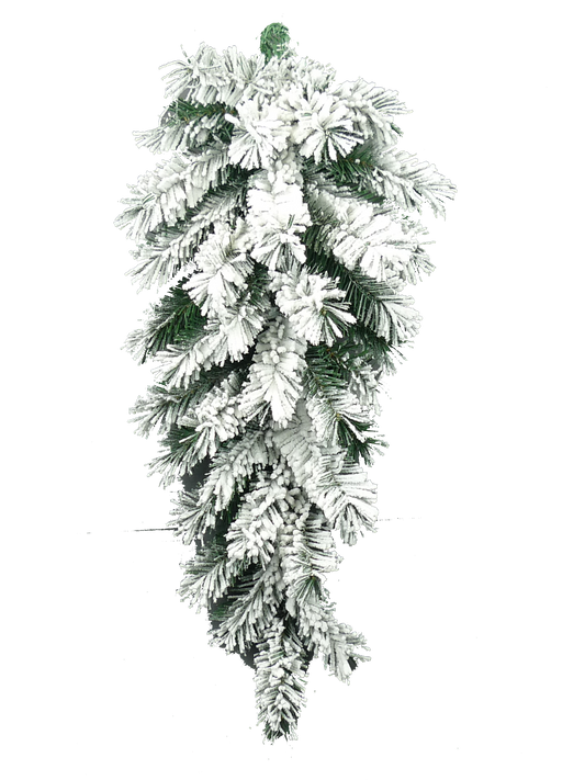 30L Flocked Artificial Kirkwood Pine Teardrop Swag - 35 Tips Winter Decor - Pine Swag for Wreathmaking - 83814TE30 Liberty Floral