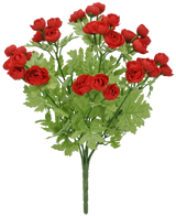 16" Artificial Red Mini Ranunculus Bush – Faux Floral Bouquet for Wedding Bouquets, Centerpieces & Home Décor-84055-RD