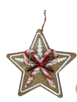 9" Gingerbread Peppermint Star Ornament – Foam & Fabric Holiday Tree Decoration-86092RDWT