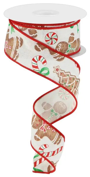 Gingerbread Christmas Ribbon | 1.5"x10yd Cotton Burlap Wired Bow Ribbon-RG0185737 Craig Bachman