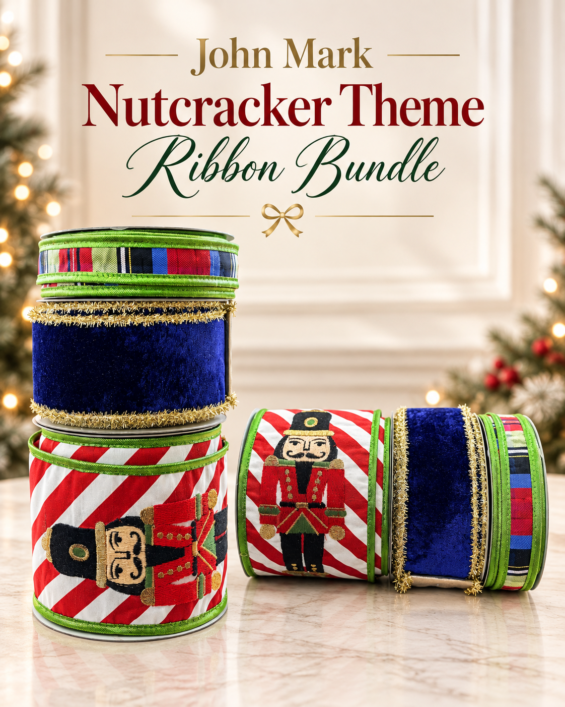 John Mark Nutcracker Theme Wired Ribbon Bundle John Mark Enterprises