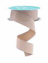 Beige White Harlequin Wired Ribbon | Gingerbread Christmas Ribbon | 1.5" x 10yd-RGF169501 Craig Bachman