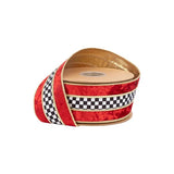 Red Velvet Checkered Wired Ribbon | Gold Trim Designer Ribbon | 2.5" x 10yd-9825W-250-63E LA Ribbons