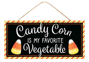 12.5"L x 6"H MDF Candy Corn Sign - Fun Halloween Wall Decor - "Candy Corn Is My Favorite Vegetable" -AP7341 Craig Bachman