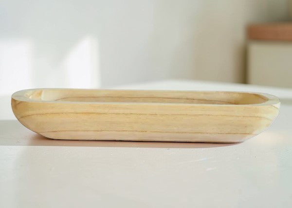Paulownia Wood Oval Tray Decorative Dough Bowl Style Centerpiece Tray-AW212918 Craig Bachman