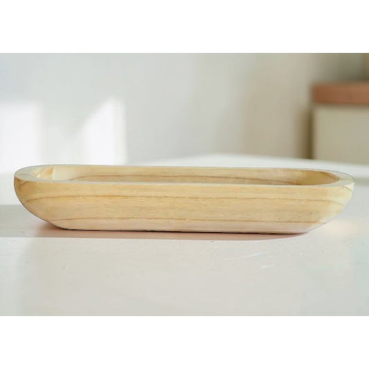 Paulownia Wood Oval Tray Decorative Dough Bowl Style Centerpiece Tray-AW212918 Craig Bachman