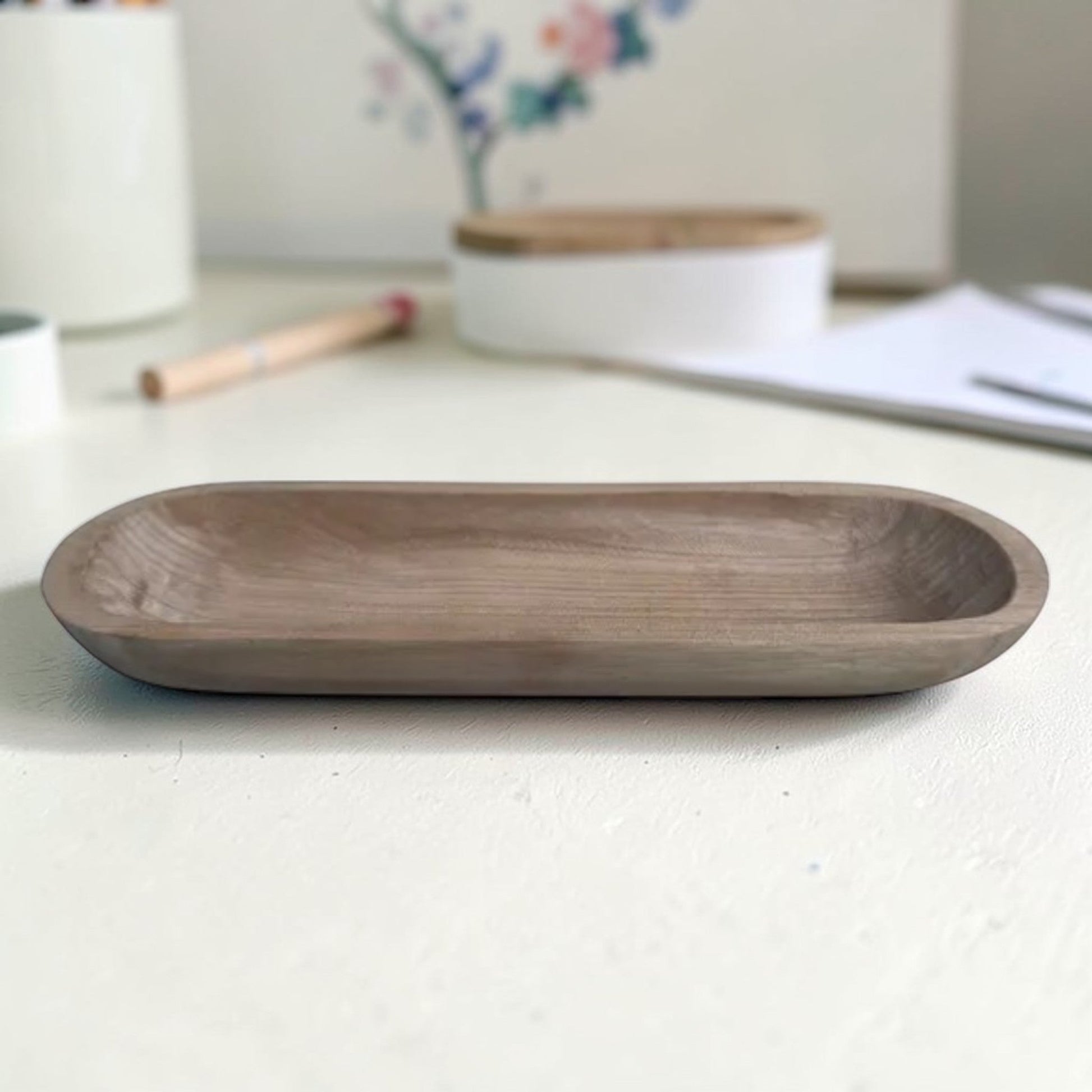 Honey Brown Paulownia Wood Decorative Tray Dough Bowl Style-AW984530 Craig Bachman