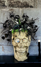 Animated 36x24" Skull Porch Decor | Motion-Sensor Lights and Music | Black Roses & Velvet Vines | Spooky Halloween Accent-TCT1677 TCT Crafts
