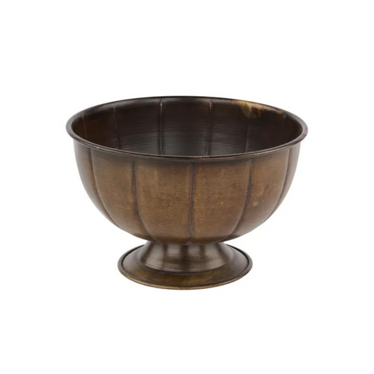 Antique Gold Ribbed Tin Compote – 8"x5" Pedestal Floral Vase-KE258439 Craig Bachman