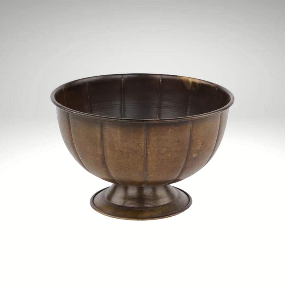 Antique Gold Ribbed Tin Compote – 8"x5" Pedestal Floral Vase-KE258439 Craig Bachman
