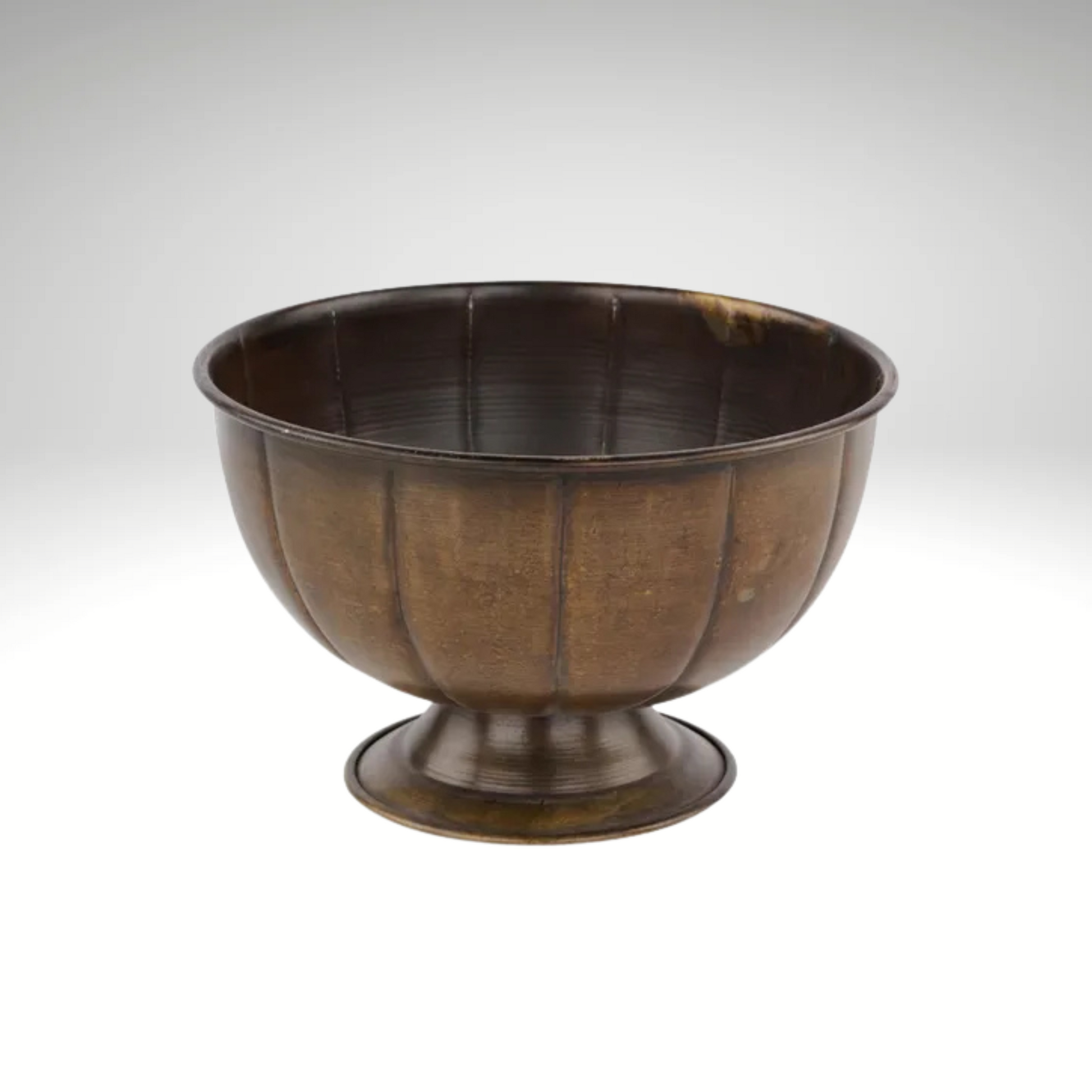 Antique Gold Ribbed Tin Compote – 8"x5" Pedestal Floral Vase-KE258439 Craig Bachman