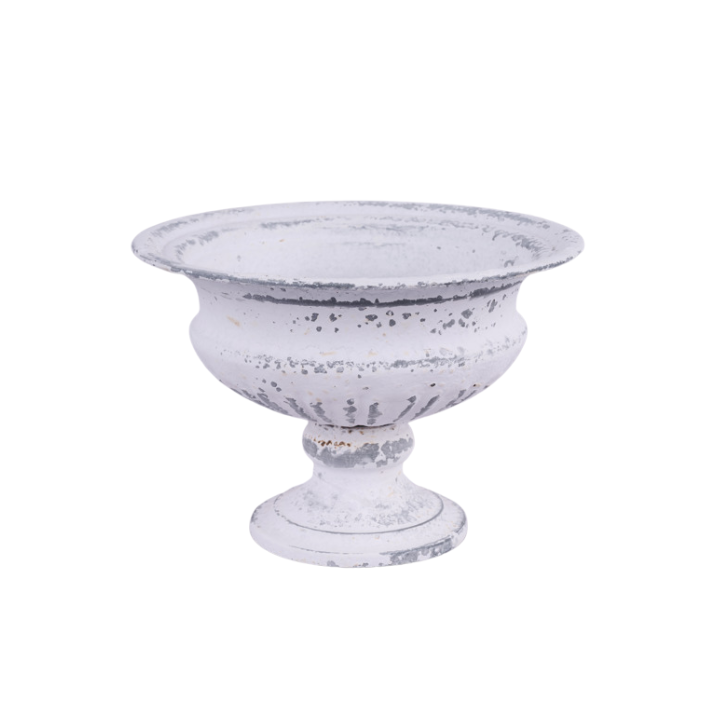 Antique White Tin Compote Vase | 5.5" Distressed Pedestal Bowl for Floral Decor-KE263752 (Copy) Craig Bachman