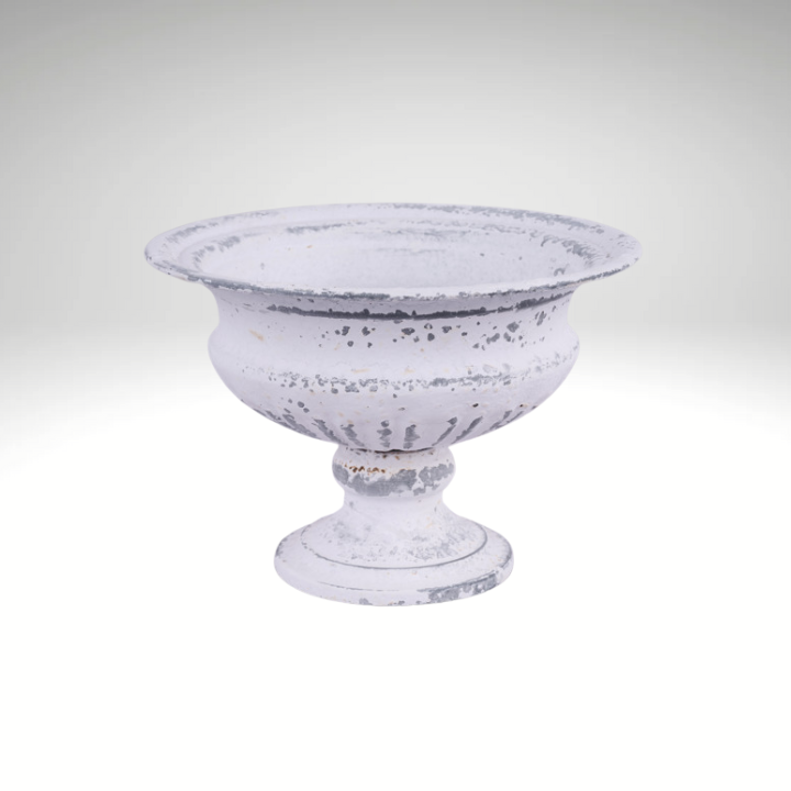 Antique White Tin Compote Vase | 5.5" Distressed Pedestal Bowl for Floral Decor-KE263752 (Copy) Craig Bachman