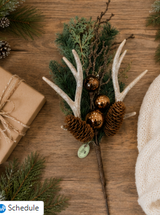 Antler Pinecone Pine Spray | Bronze Ornament Woodlands Pick | 22" Spray-MTX78884 Regency