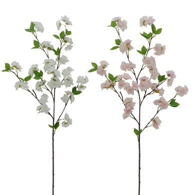 35” Artificial Cherry Blossom Spray – Faux Floral Branch in Pink or Cream for Home & Wedding Décor