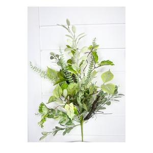 28" Lush Green Artificial Mixed Foliage & Fern Bush - Perfect for DIY Arrangements, Home Decor, and Centerpieces-(PM2240-G)