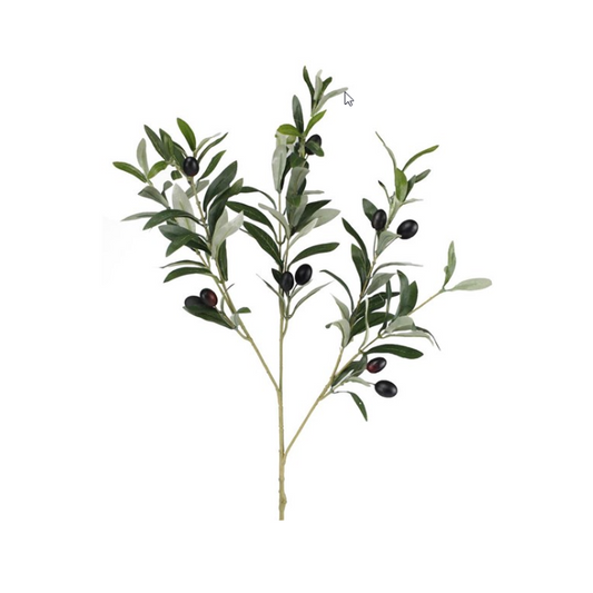 28" Artificial Olive Branch Spray | Faux Greenery Stem with Black Olives for Home & Floral Decor (FS3410)