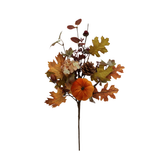 Artificial Velvet Pumpkin Leaf Spray — 19 Inch Fall Wreath Pick-65732 Golden Bell