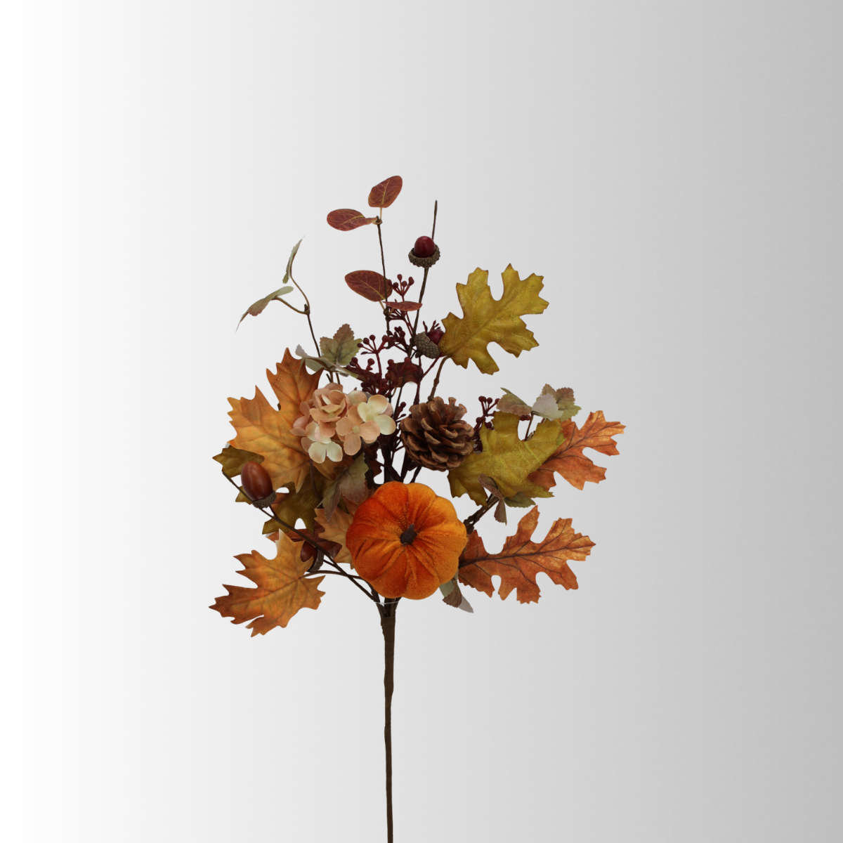 Artificial Velvet Pumpkin Leaf Spray — 19 Inch Fall Wreath Pick-65732 Golden Bell