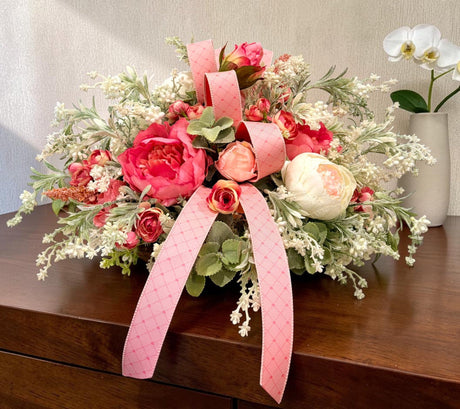 Pink Rose and Peony Artificial Floral Arrangement TCT Crafts