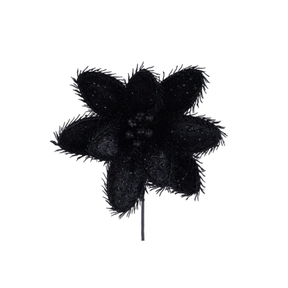 14.5" Black Glitter Magnolia Stem – Faux Floral Pick for Halloween or Gothic Decor-HH334002 Craig Bachman