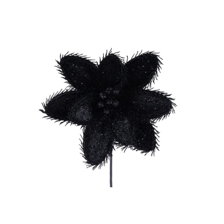 14.5" Black Glitter Magnolia Stem – Faux Floral Pick for Halloween or Gothic Decor-HH334002 Craig Bachman