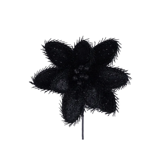 14.5" Black Glitter Magnolia Stem – Faux Floral Pick for Halloween or Gothic Decor-HH334002 Craig Bachman