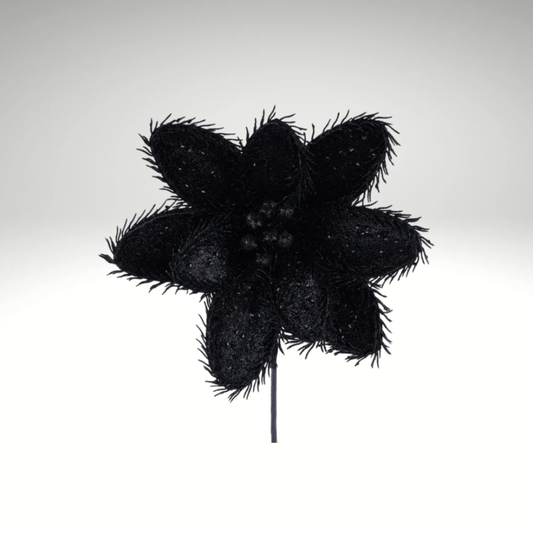 14.5" Black Glitter Magnolia Stem – Faux Floral Pick for Halloween or Gothic Decor-HH334002 Craig Bachman