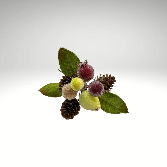Beaded Fruit & Pinecone Pick – 8" Williamsburg Christmas Holiday Stem-MTX63316 Regency