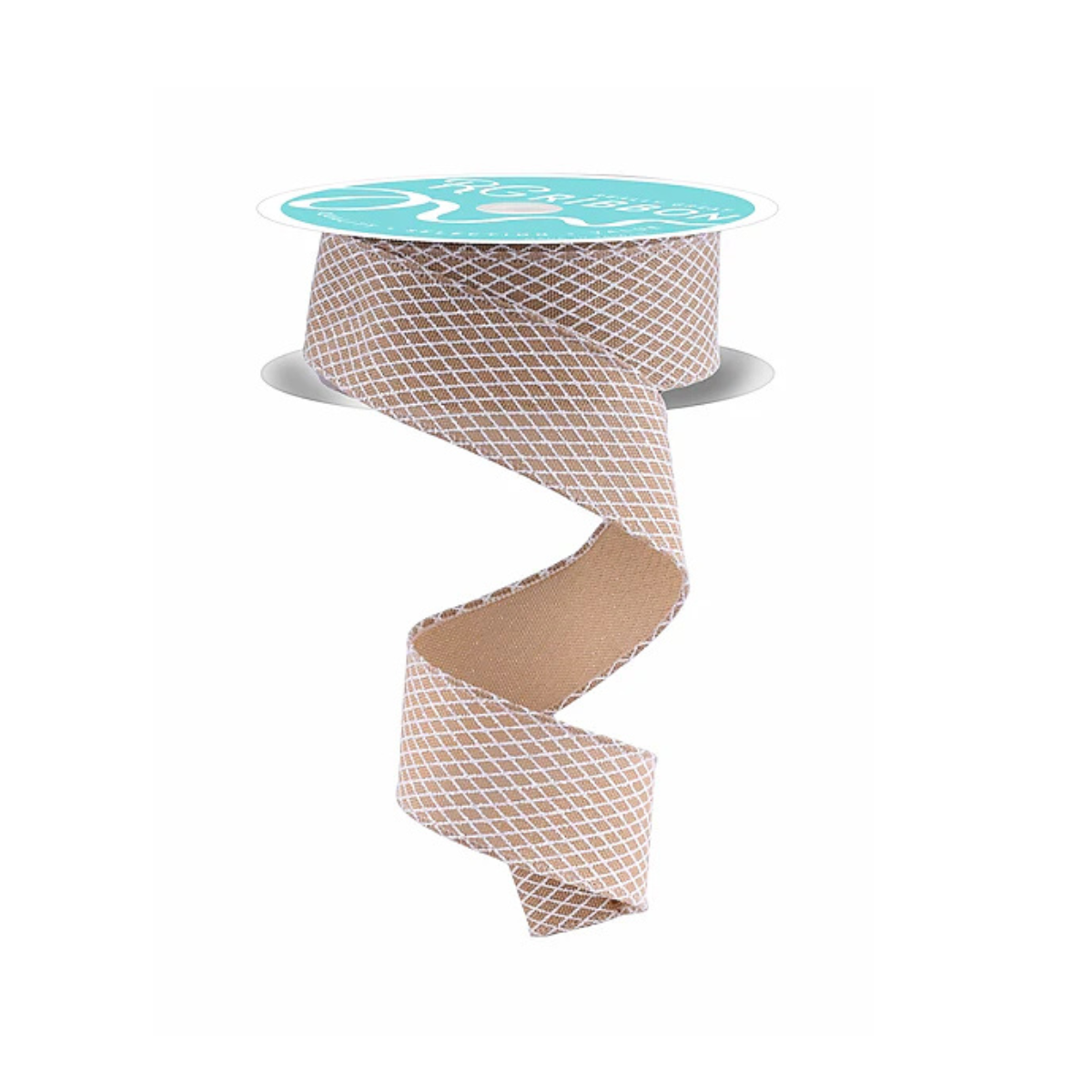 Beige White Harlequin Wired Ribbon | Gingerbread Christmas Ribbon | 1.5" x 10yd-RGF169501 Craig Bachman