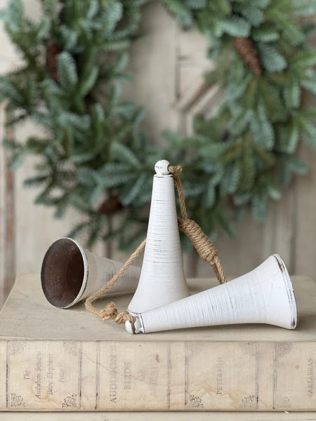 Belfry Bells Drop in White — Rustic Metal Christmas Bell Accent, Set of 3-XX8234 Lancaster & Vintage