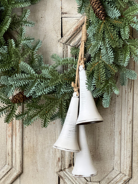 Belfry Bells Drop in White — Rustic Metal Christmas Bell Accent, Set of 3-XX8234 Lancaster & Vintage