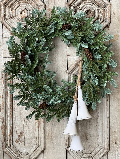 Belfry Bells Drop in White — Rustic Metal Christmas Bell Accent, Set of 3-XX8234 Lancaster & Vintage