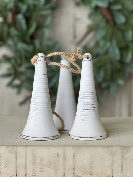 Belfry Bells Drop in White — Rustic Metal Christmas Bell Accent, Set of 3-XX8234 Lancaster & Vintage
