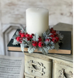 Winter Sugar Plum Christmas Candle Ring — 8 Inch Sugared Red Berry Holiday Accent-XY5381 Lancaster & Vintage