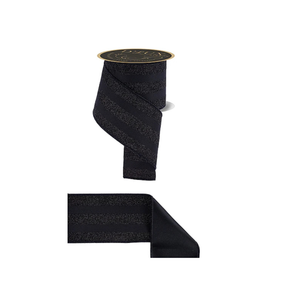 D'Lux Black Glitter Stripe Ribbon | Vertical Stripe Wired Ribbon | 4" x 10yd-LX330602 Craig Bachman