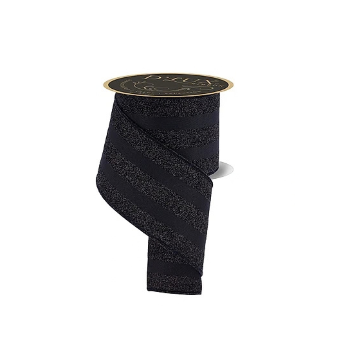 D'Lux Black Glitter Stripe Ribbon | Vertical Stripe Wired Ribbon | 4" x 10yd-LX330602 Craig Bachman