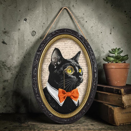 Black Cat Portrait Halloween Sign 13 Inch Wall Decor-AP7461 Craig Bachman