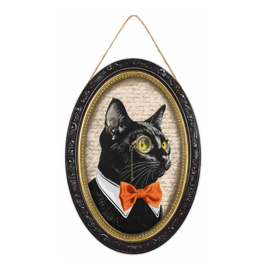 Black Cat Portrait Halloween Sign 13 Inch Wall Decor-AP7461 Craig Bachman