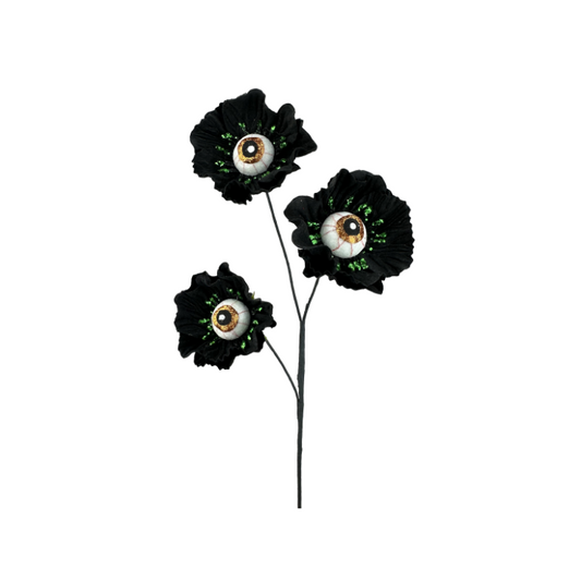 24" Eyeball Flower Spray – Halloween Floral Stem in Black or Purple, Spooky Decor for Wreaths, Arrangements, and Centerpieces Liberty Floral