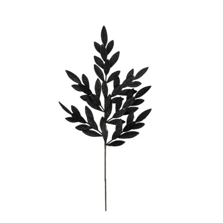 Black Glitter Bay Leaf Spray – 32" Artificial Leaf Stem-XS235302 Craig Bachman